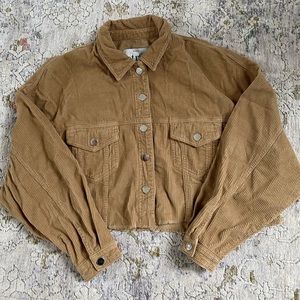 Corduroy cropped shacket